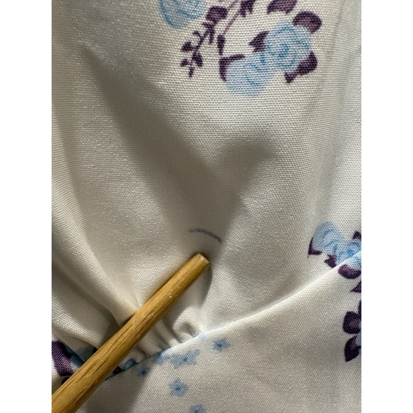 White Blue Floral Milkmaid Midi Dress Sz M Coquette Romantic Ruffles Bows Puff - Picture 9 of 10